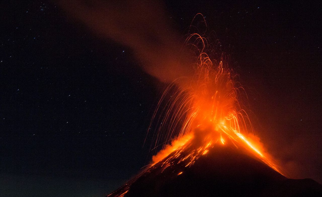 The Art of Drawing Readers In: Your attractive post title goes here Spectacular night view of a volcano erupting in Antigua Guatemala, showcasing natural power.